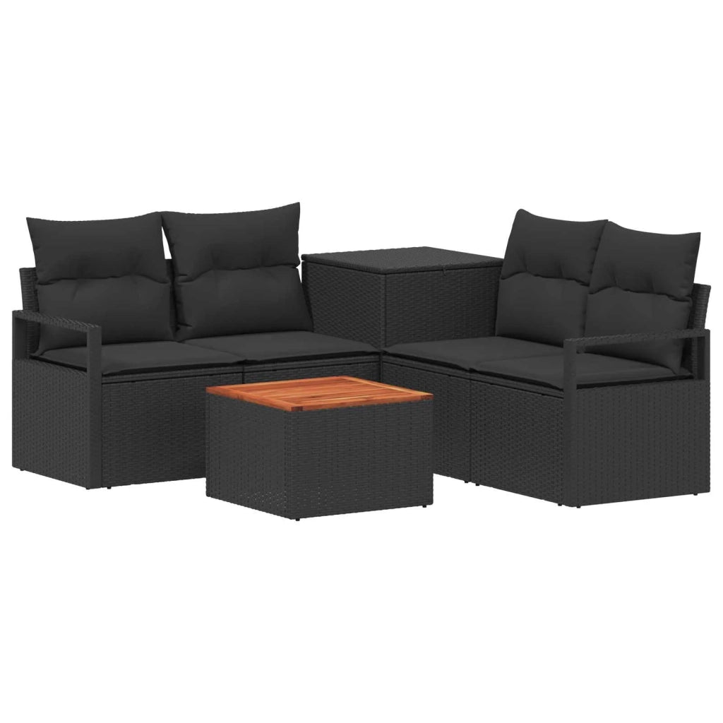 Set di divani 6 pz Nero Rattan sintetico e Acciaio 3447232