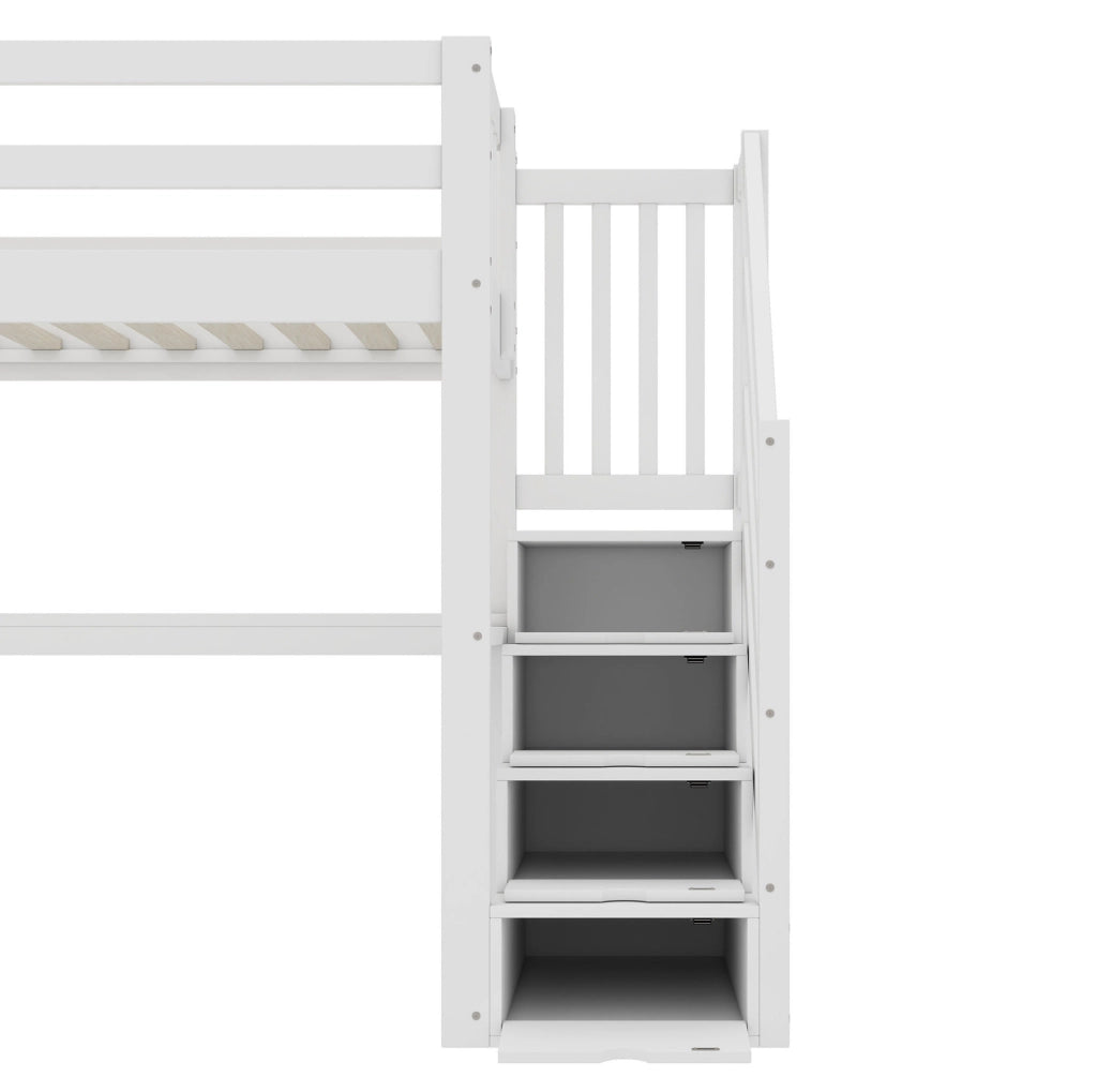 Letto a soppalco per bambini 90x200 cm con scrivania bianco