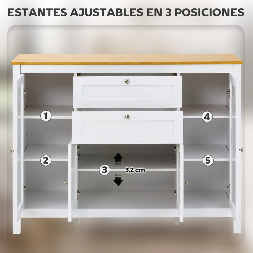 Armadio Bianco con 2 Ante a Vetro e 2 Cassetti ¨C zephmum ¨C 120x40x90 cm