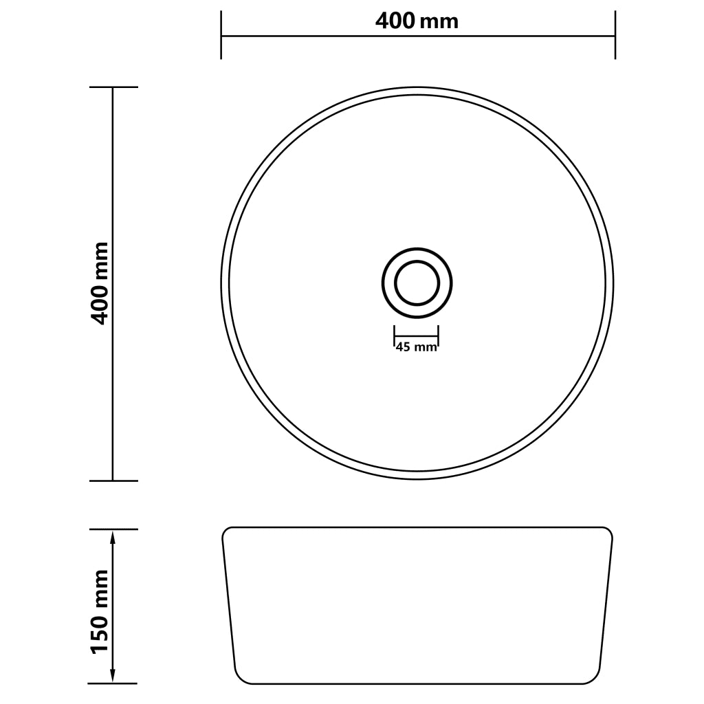Lavandino Lusso Rotondo Bianco Opaco 40x15 cm in Ceramica CFW2580779