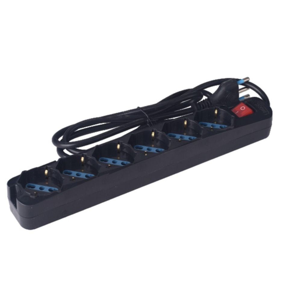 Multipresa 6 posti schuko con interrutore spina 16a colore nero