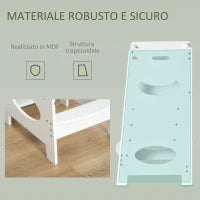 Torre Montessoriana per Bambini, Learning Tower con Altezza Regolabile in MDF, 40x50x90cm, Bianco