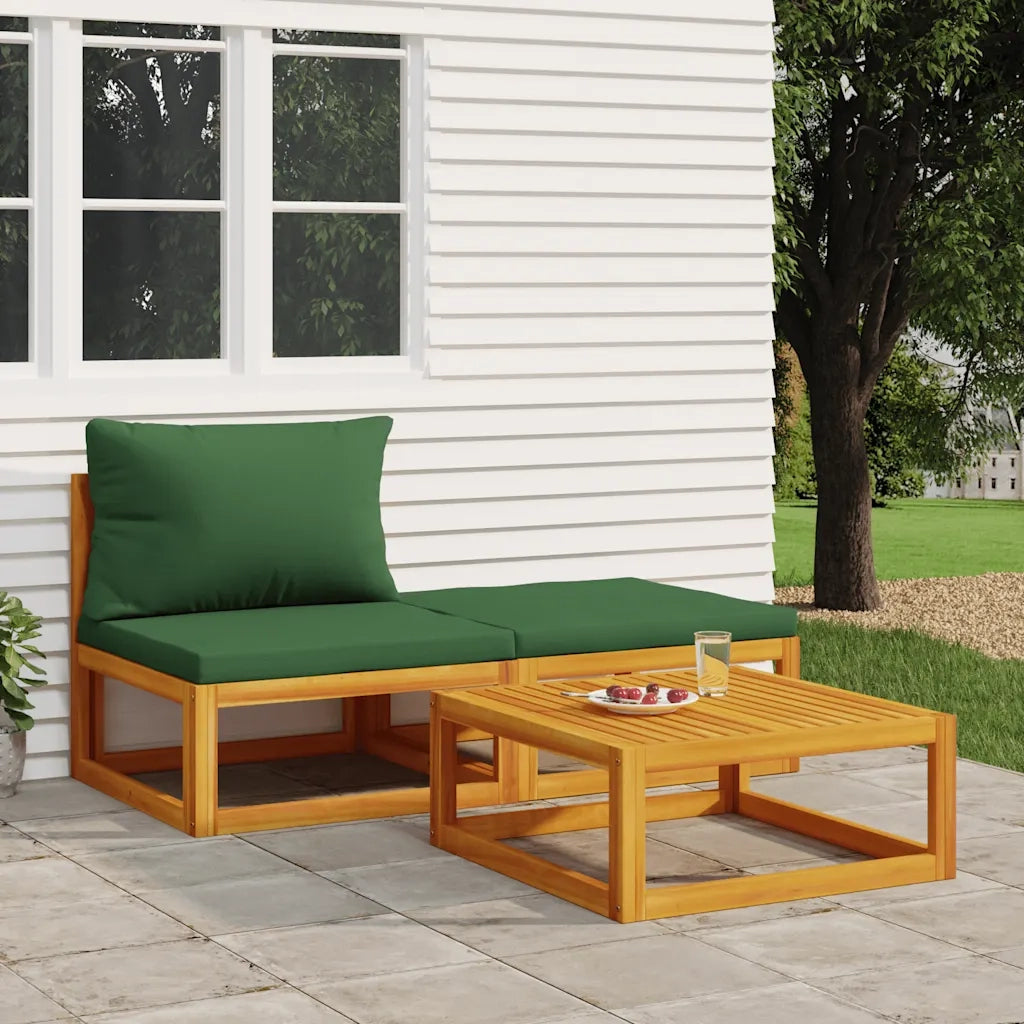 Set Mobili da Giardino 3 pz con Cuscini Legno Massello di Acacia CFW7224701