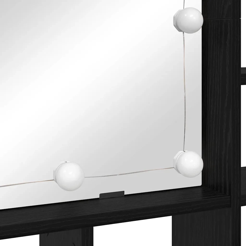 Mobiletto per specchio-Mensola con Specchio Rovere Nero 91 x 15 x 76,5 cm