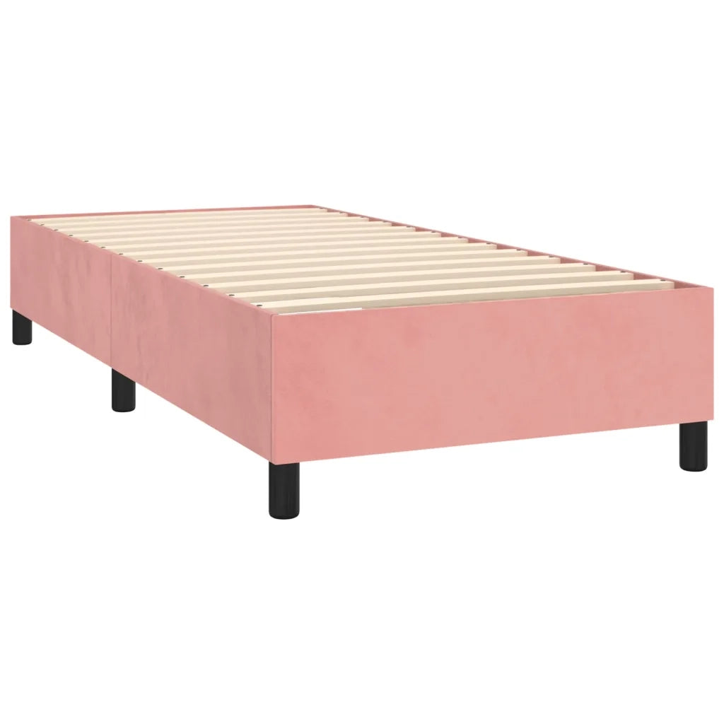 Letto a Molle con Materasso e LED-Struttura Letto con Materasso Rosa 90x190 cm in Velluto 780711