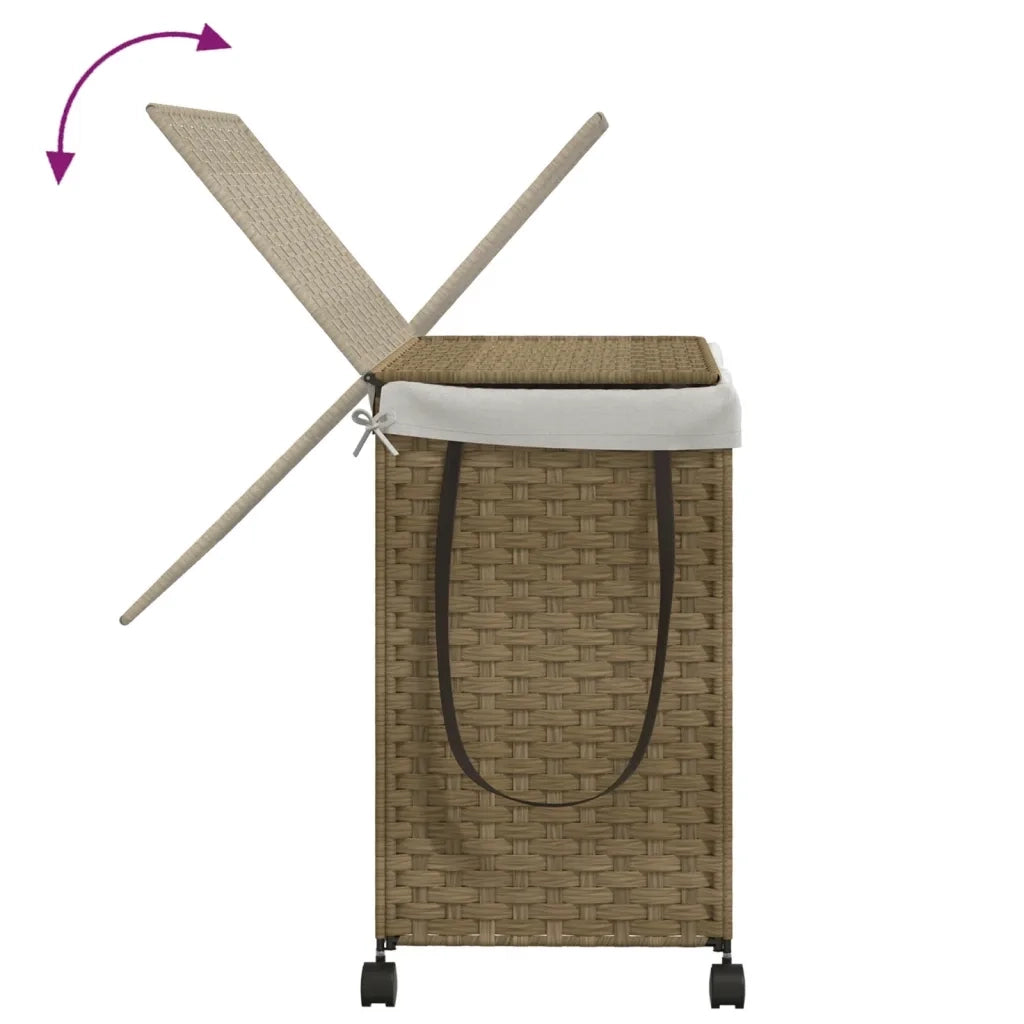 Cesto Portabiancheria con Ruote 60x35x60,5 cm Rattan 372039