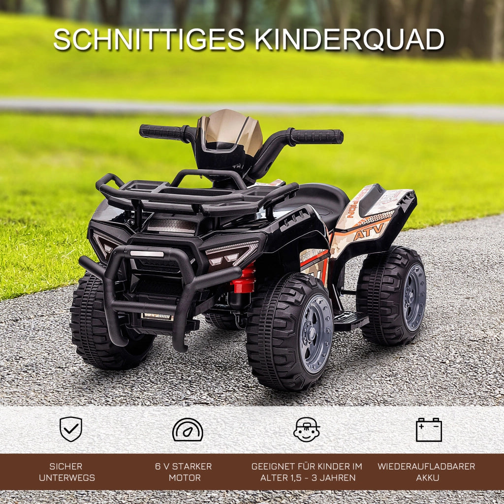 Quad Elettrico per Bambini con Musica ¨C zephmum ¨C 6V, Nero, 1.5-3 Anni