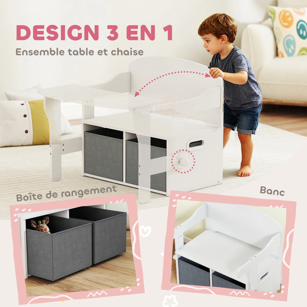 Set tavolo e sedie bambini con contenitore portagiochi ¨C Xylo ¨C 67,5x46,5x56,7 cm bianco