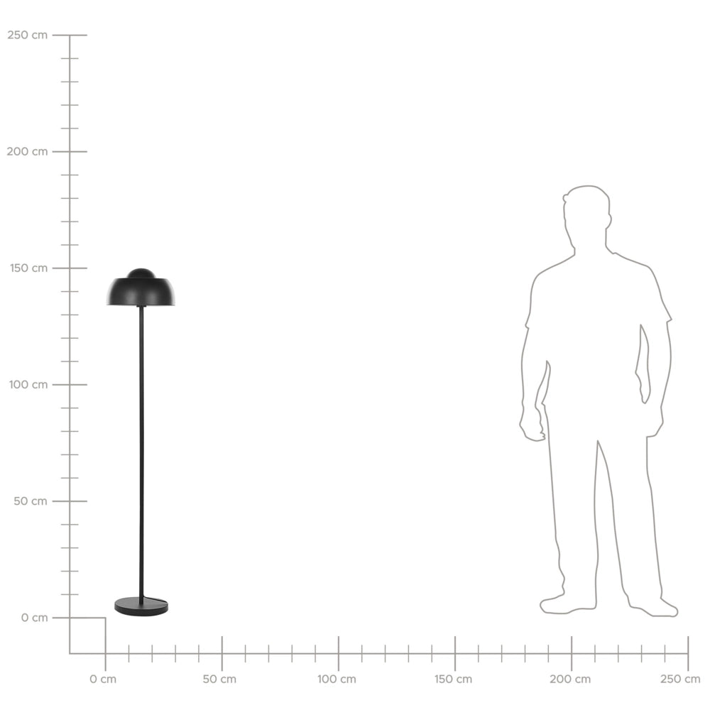 Lampada da terra in metallo Nero con base tonda paralume a cupola Glam Luce ambientale Soggiorno Illuminazione