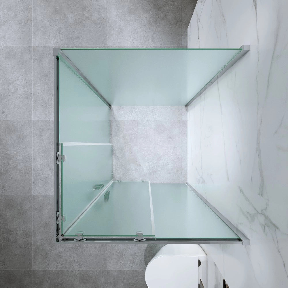 Box Doccia 3 Lati 80x80x80 Cm H185 cm vetro Opaco 6 mm Apertura Scorrevole| Kiro