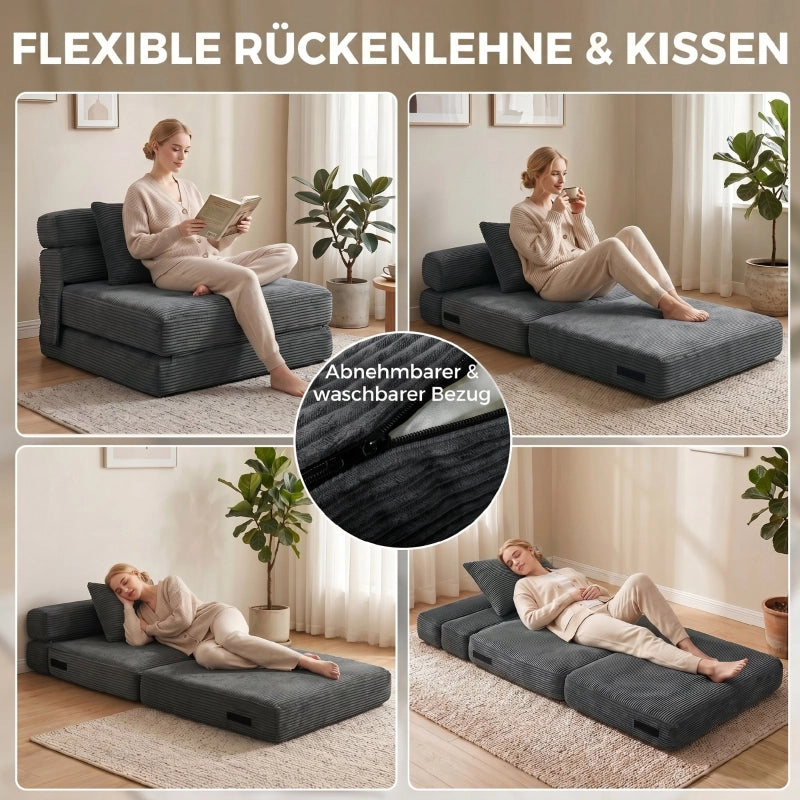 POLTRONA LETTO 2 in 1 pieghevole in poliestere grigio scuro