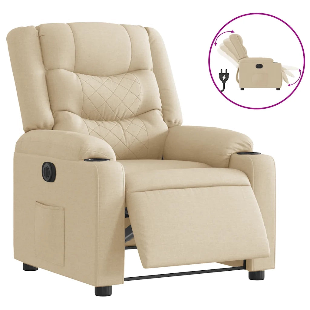 Poltrona Elettrica Reclinabile Crema in Tessuto 3310252