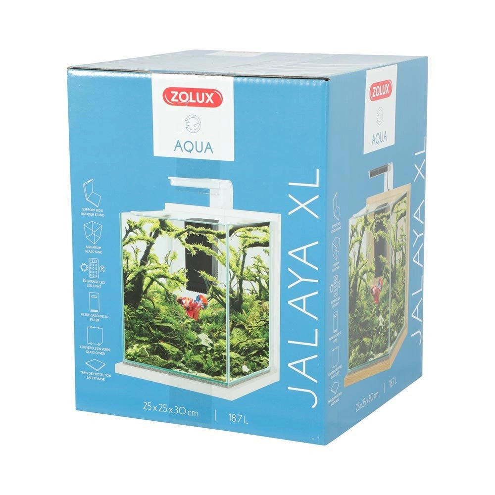 Zolux Jalaya XL 18,7L - acquario cm28,2x27,4x34,8h completo di filtro interno e plafoniera LED Colore: Ceruse Bianco