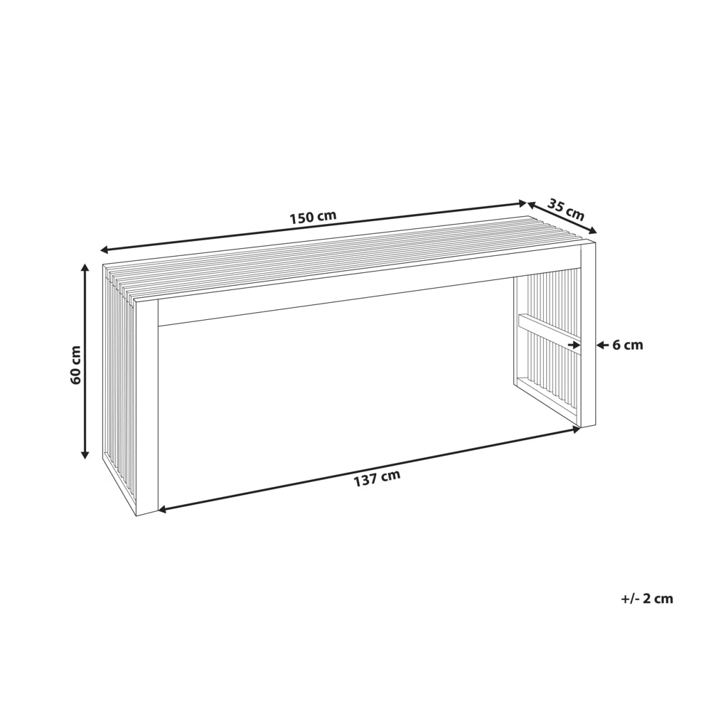 Tavolo da pranzo da giardino in legno massiccio di acacia chiaro 150 x 35 cm 4 posti a sedere rettangolare per interni esterni rustico