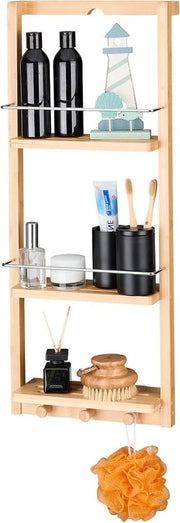Sostegno bagno 3 pannelli 3 ganci bambù HB Dimensioni: ca. 70 x 285 x 10 cm sostegno bagno appeso naturale