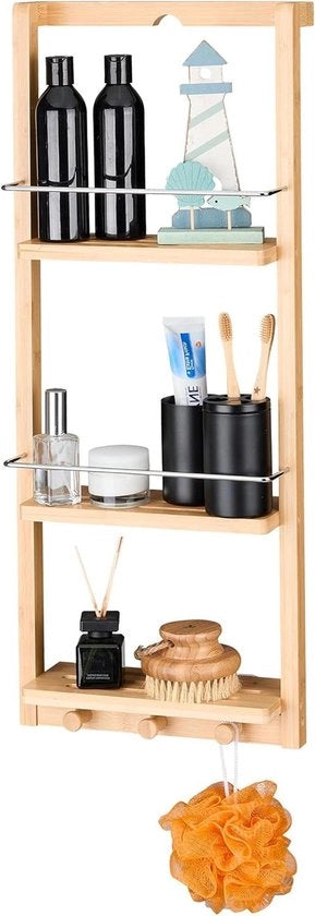 Sostegno bagno 3 pannelli 3 ganci bambù HB Dimensioni: ca. 70 x 285 x 10 cm sostegno bagno appeso naturale