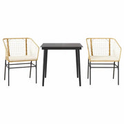 Set da Pranzo da Giardino 3pz | Set Salotto da Giardino con Cuscini Polyrattan Vetro