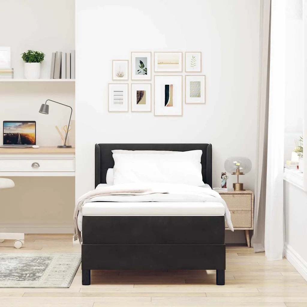 Letto a molle con materasso Nero 200 x 80 cm Poliestere