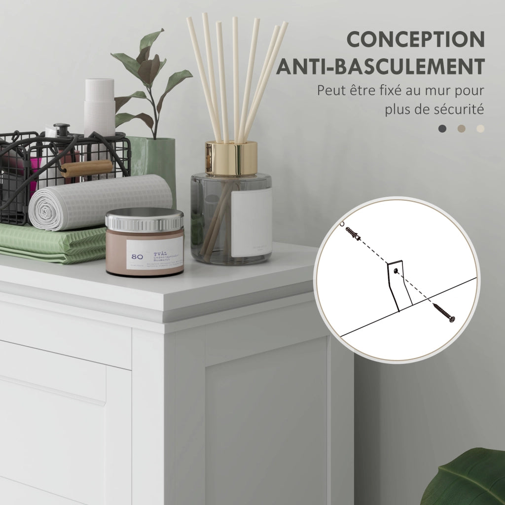 Mobile da bagno con cassetto e ripiani regolabili ¨C Minimal ¨C bianco 102.5 cm