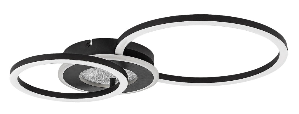 Lampada soffitto LED integrato Lureo 3 anelli nera Rabalux