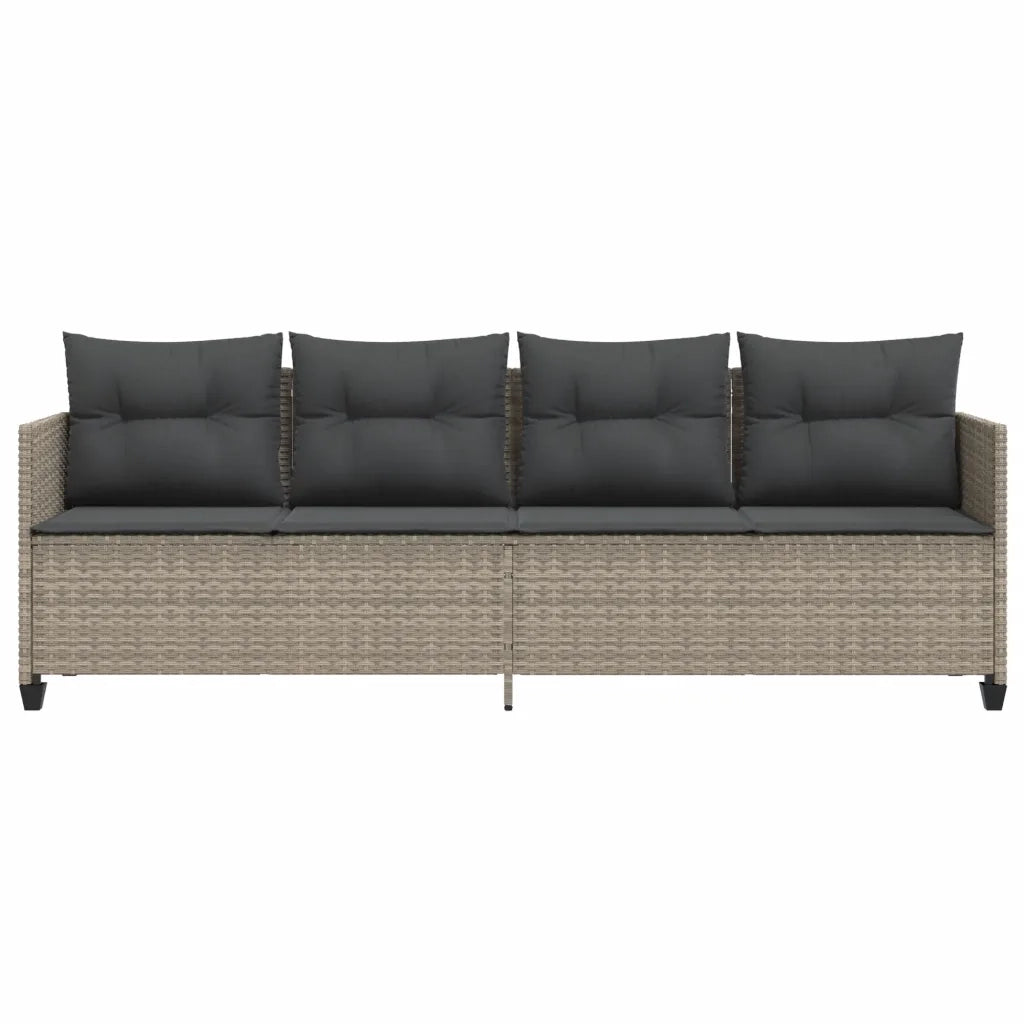 Lettino Prendisole con Cuscini Grigio Chiaro in Polyrattan 368331