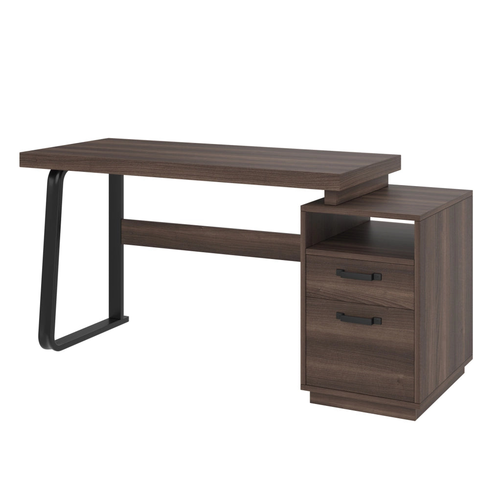 Scrivania marrone 135 x 54 cm in MDF e metallo con cassetto