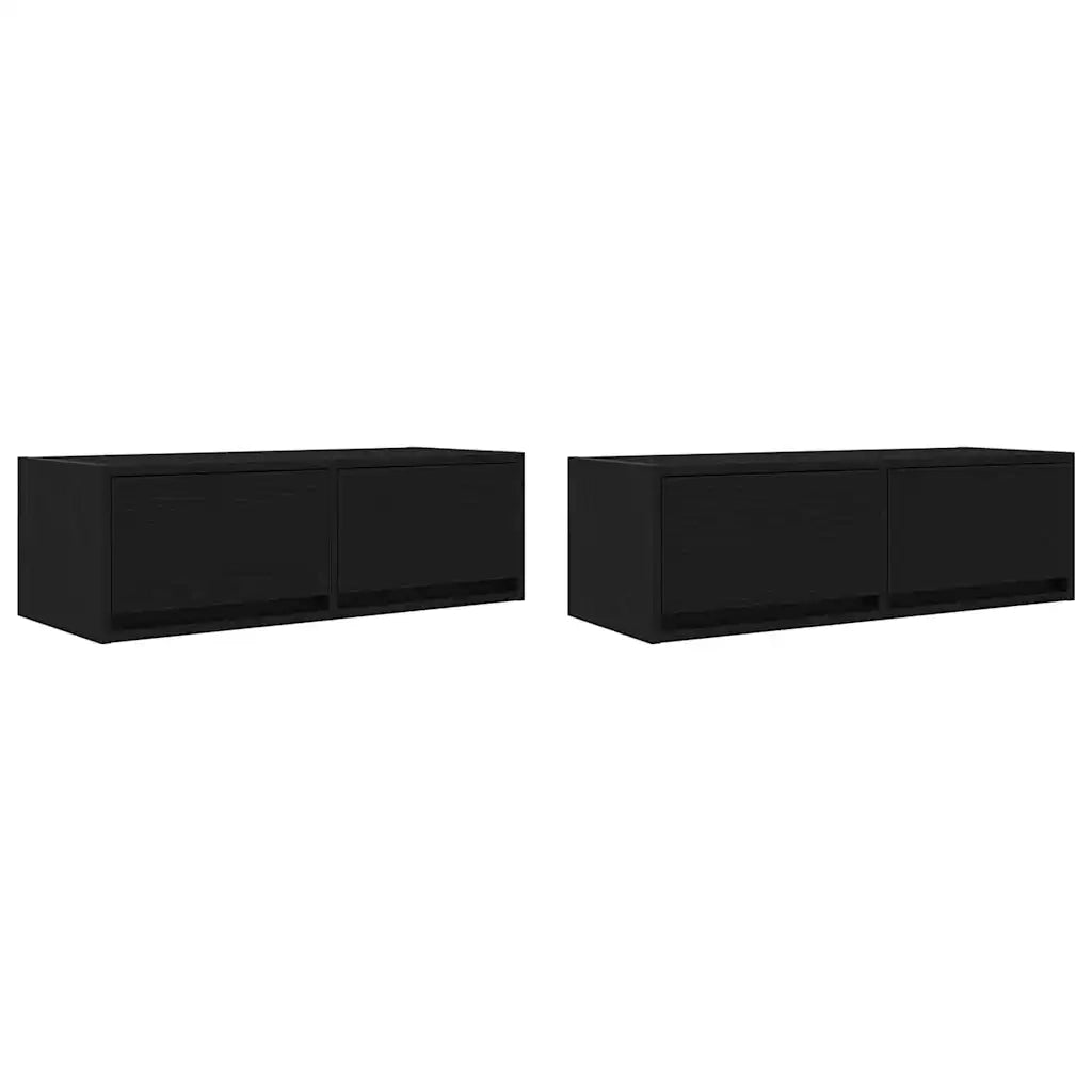 Mobili TV 2 pz Rovere Nero 80x31x25,5 cm in Legno Multistrato 861511
