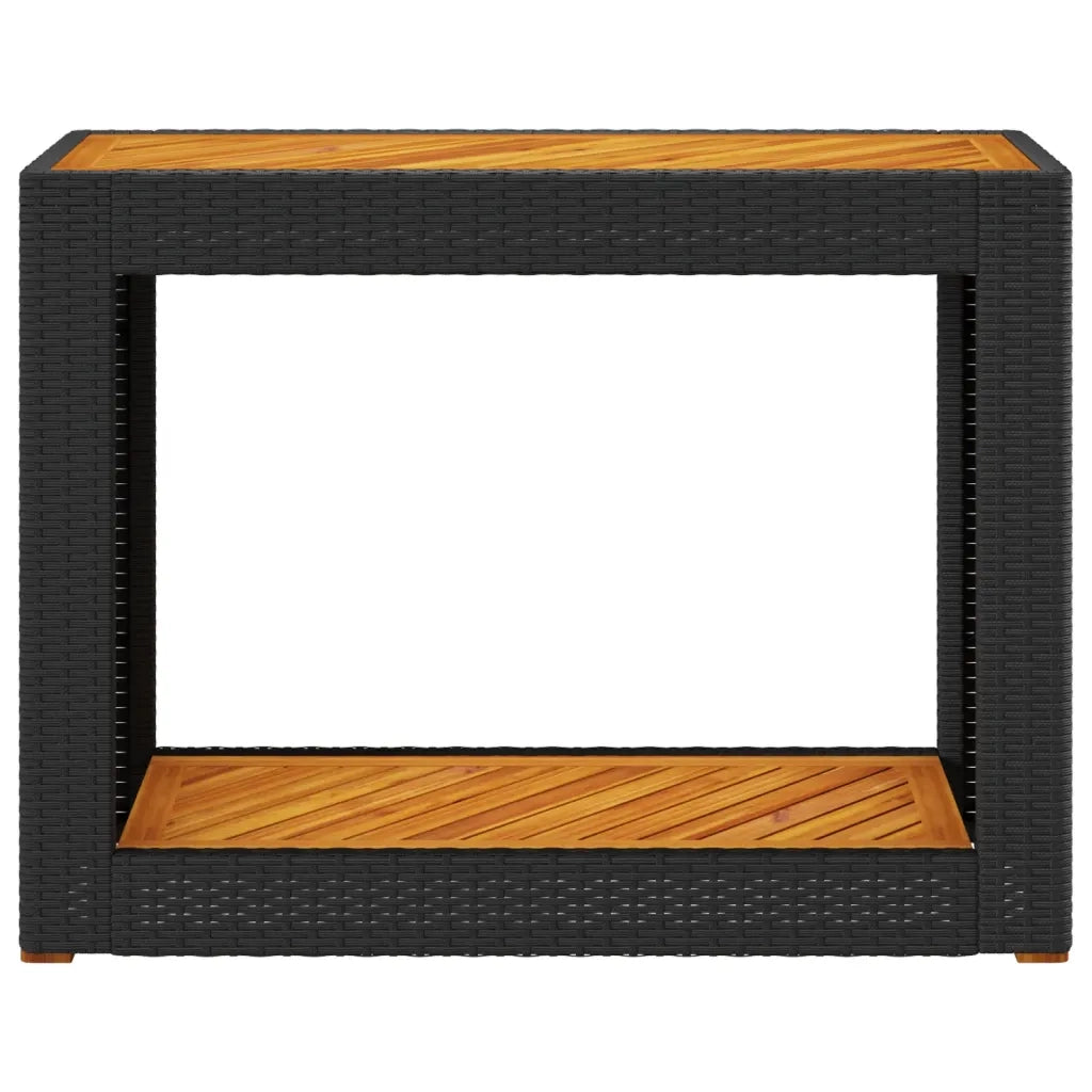 Tavolino da Giardino Piano Legno Nero 100x40x75 cm Polyrattan 366306