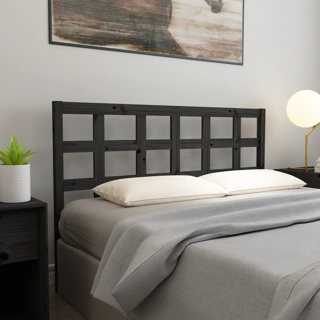 Testiera per Letto Nera 165,5x4x100cm in Legno Massello di Pino 817904