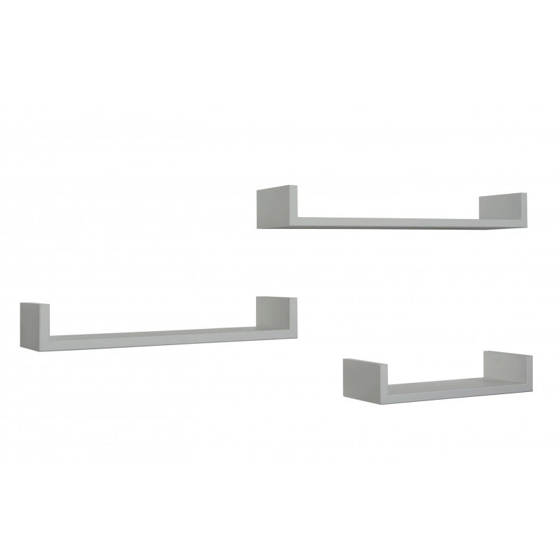 Set di 3 Mensole da Muro, Mensole Muro Design, Mensola da Parete, Grigio Sasso, 60x8 p15,5 cm, 50x8 p15,5 cm e 40x8 p15,5 cm - Calamita
