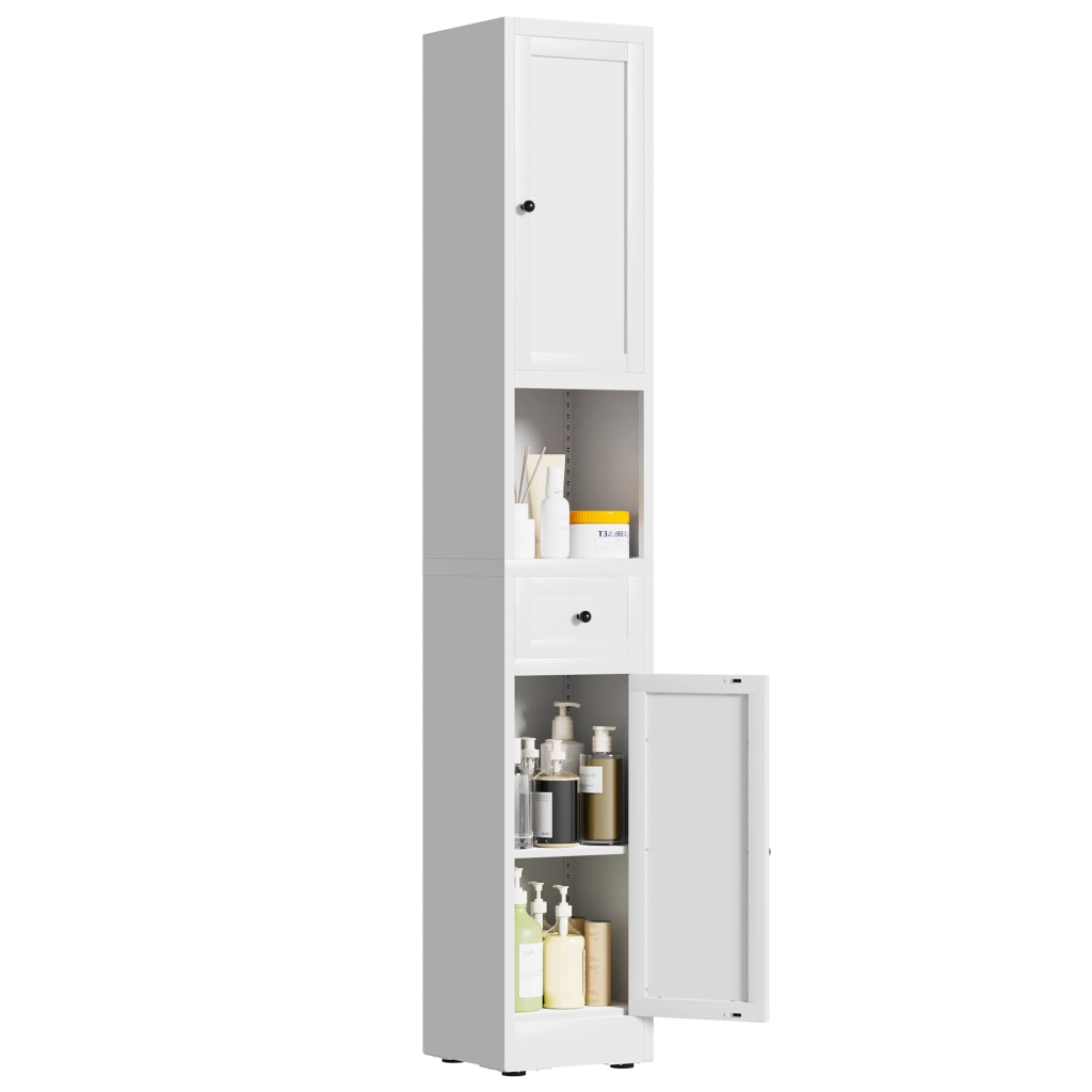Armadio contenitore con 2 ante e 5 ripiani - per bagno e cucina - in metallo - 180.3x30x30 cm - bianco