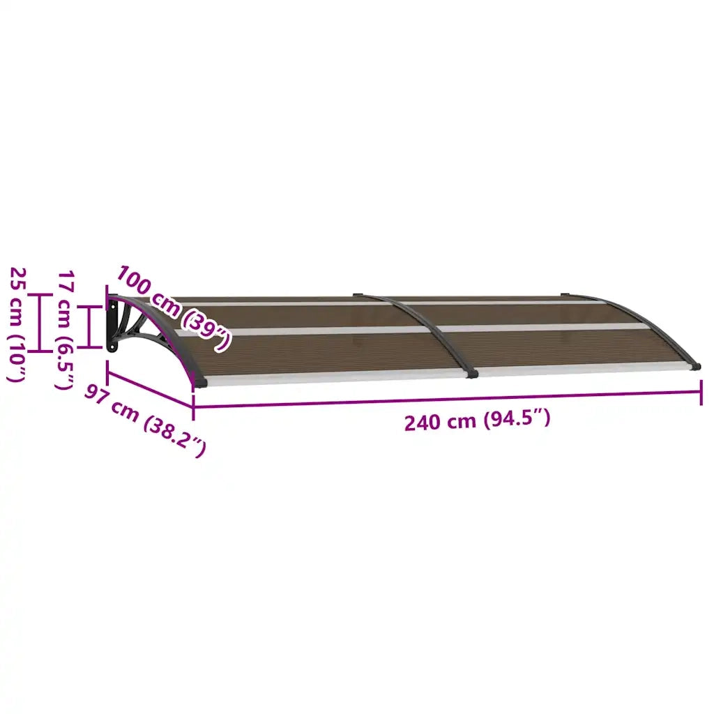 Pensilina per Porta Nera 240x100 cm in PC CFW5504481
