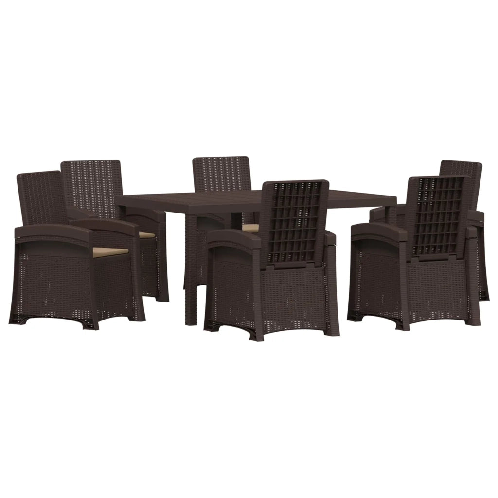Set da Pranzo per Giardino 7 pz Marrone e Tortora PP 3430141