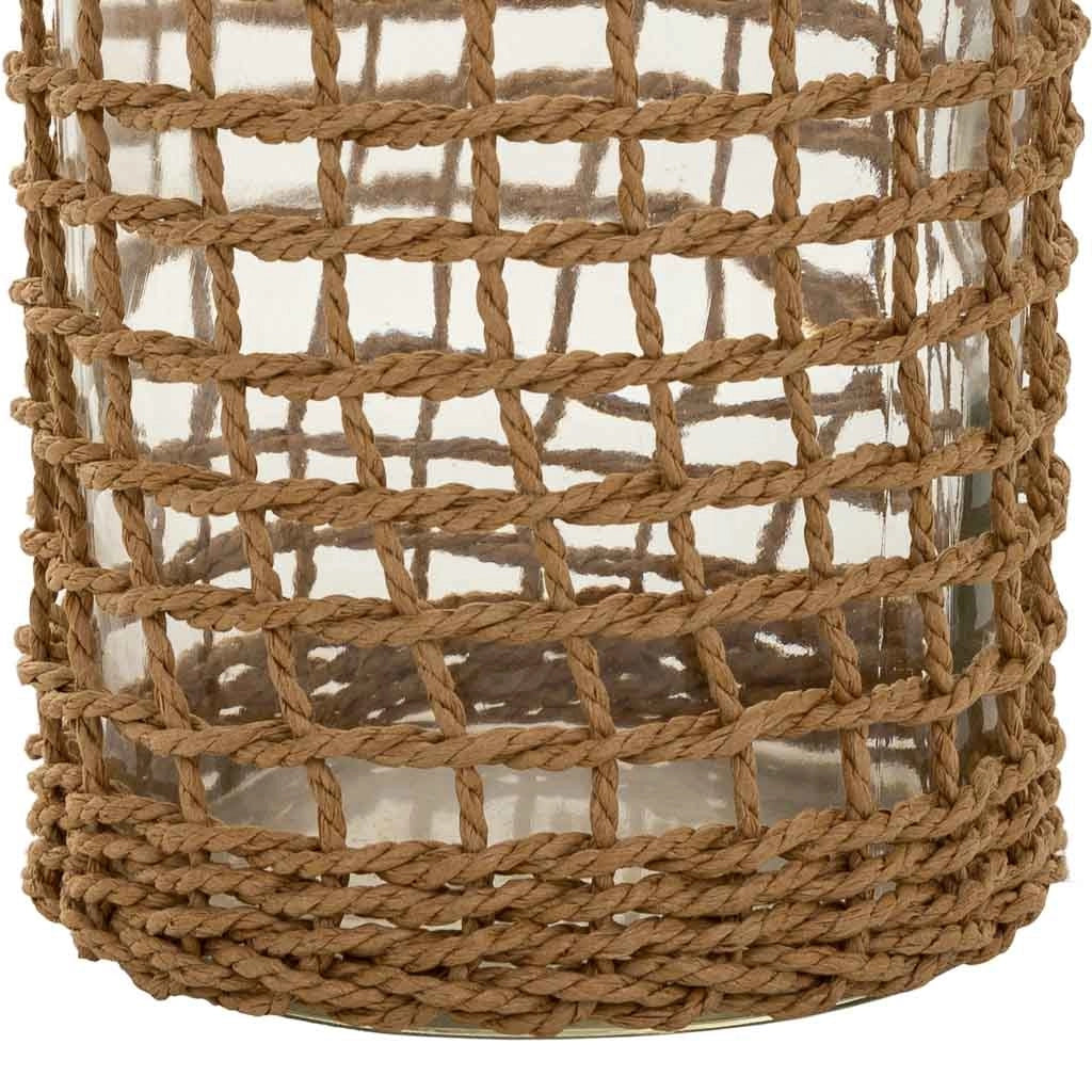 Vaso in vetro e corda in carta marrone d11x19,5h