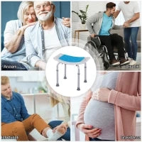 Sgabello per Doccia da Bagno in Lega di Alluminio e Plastica Antiscivolo, Altezza Regolabile 6 Livelli 39-52cm