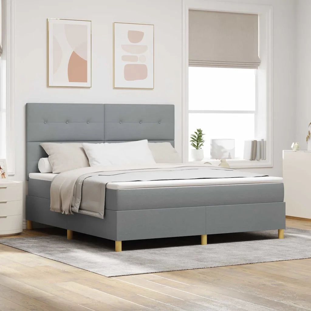 Letto a Sorgente LED Grigio chiaro 180 x 200 cm Tessuto 3343117