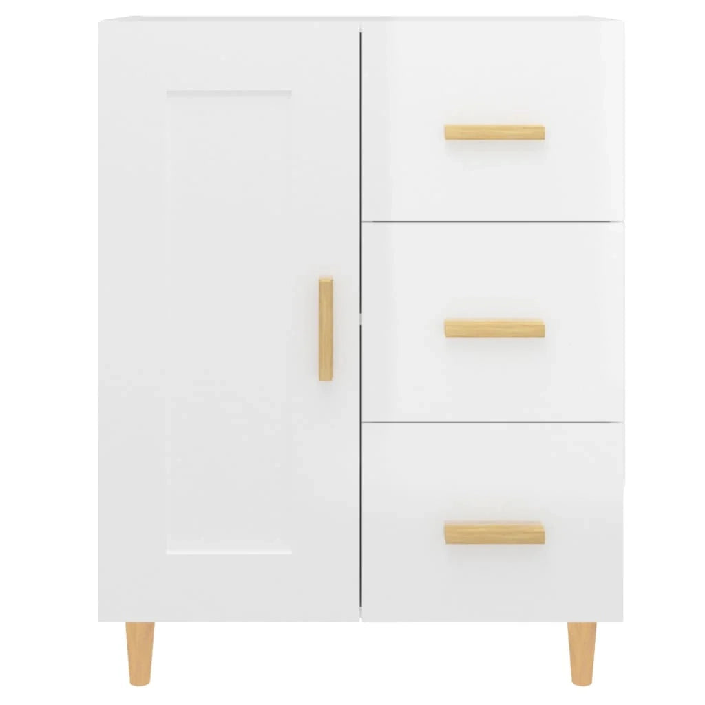 Buffet credenza cassettiera mobiletto mobile contenitore organizer per cucina soggiorno finitura lucida 69,5 x 34 x 90 cm legno ingegnerizzato bianco 02_0030744
