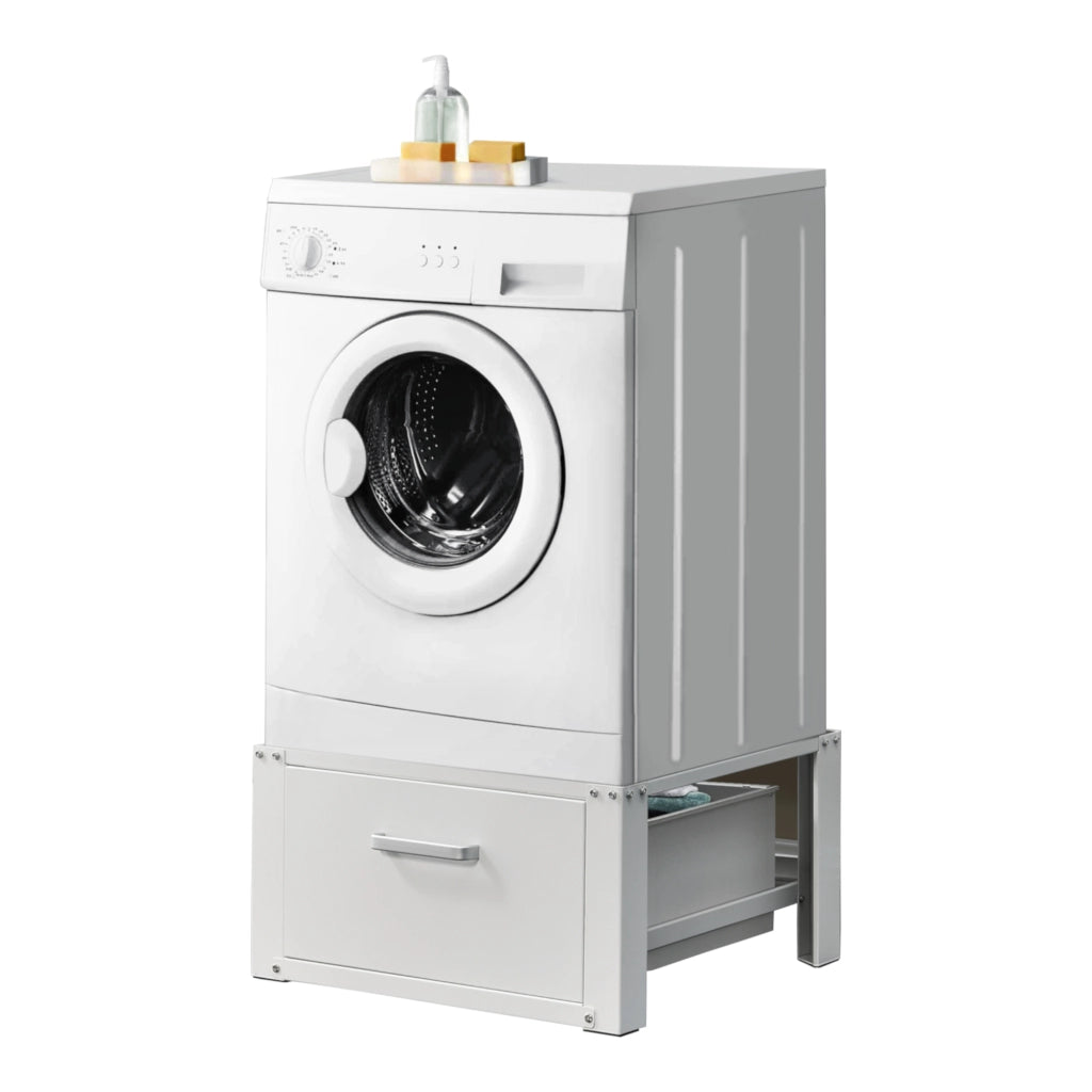 Base Supporto Comfortixx per Lavatrice e Asciugatrice con Cassetto 63x54x31 cm Carico max. 150 kg - Bianco [en.casa]