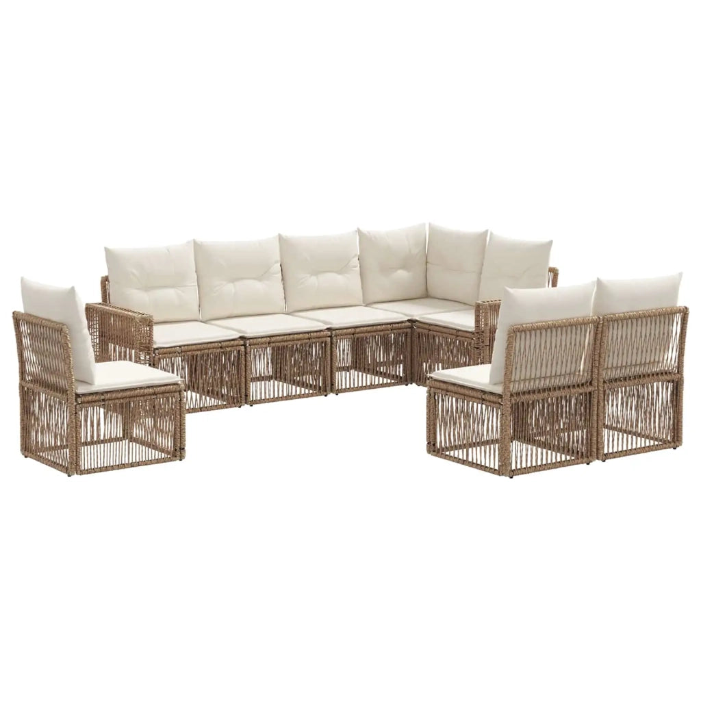 Set Divano da Giardino 8 pcs Beige e Bianco Crema polyrattan 3435141