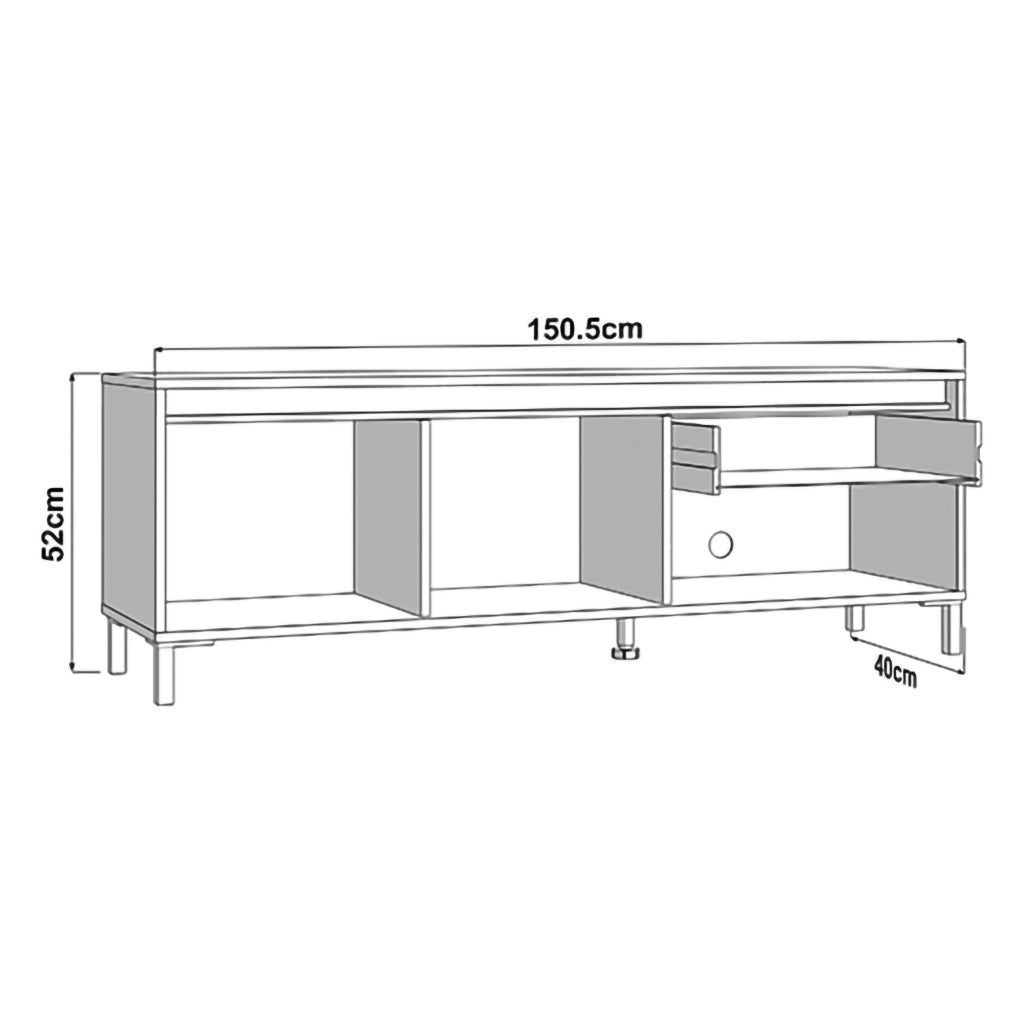 Corciano, Mobile Porta tv un Cassetto, 151x40x52h cm Marrone Rovere Nodi