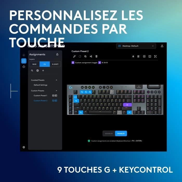Tastiera da gioco - wireless - Logitech G - G915 X - Interruttore tattile - AZERTY - Nera