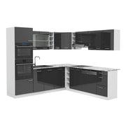 Vicco Cucina angolare completa Antracite lucido/bianco 237 x 60 cm , PL Marmo