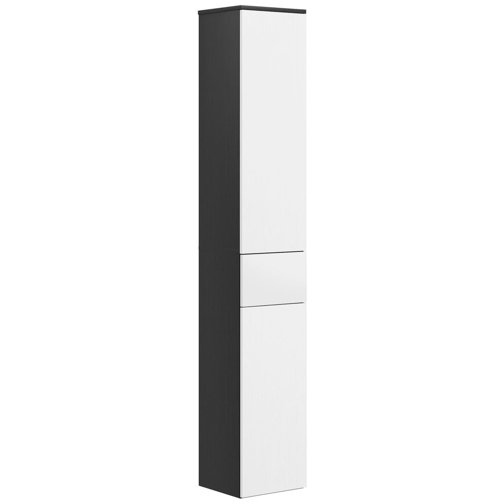 Colonna bagno salvaspazio con 2 armadietti e cassetto ¨C Xylo ¨C Legno nero 30x28x180 cm