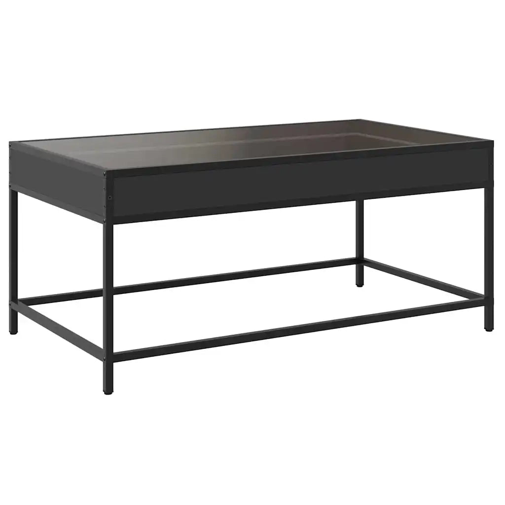 Tavolino da Salotto con LED Infinity-Tavolino da soggiorno Nero 90x50x41 cm