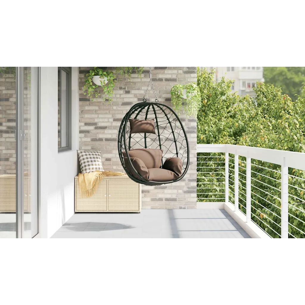 Sedia uovo sospesa Caffè 91,5 x 54,5 x 107 cm polyrattan 42003847