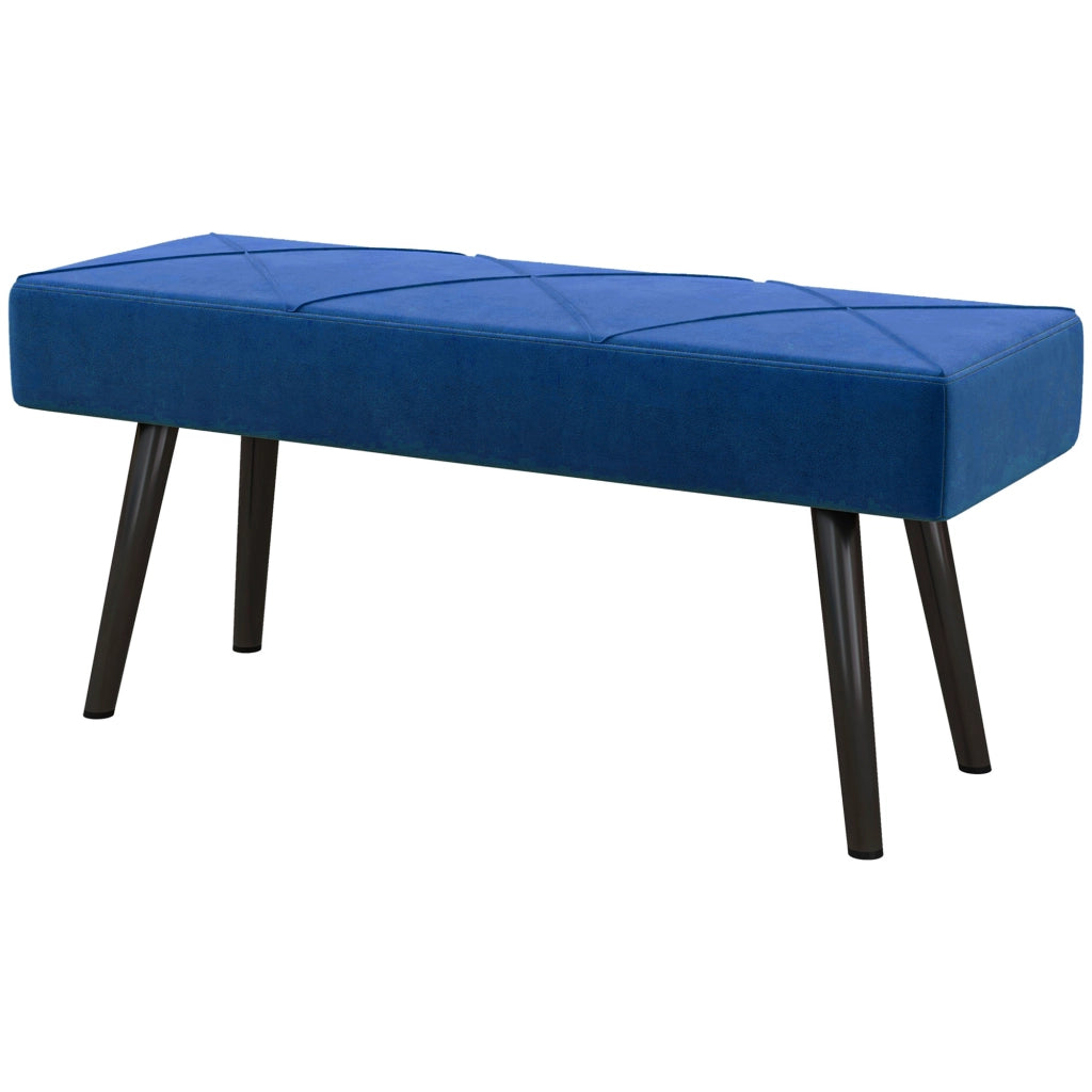 Pouf panca imbottito ¨C Xylo ¨C Blu scuro con struttura in acciaio 100x36x45 cm
