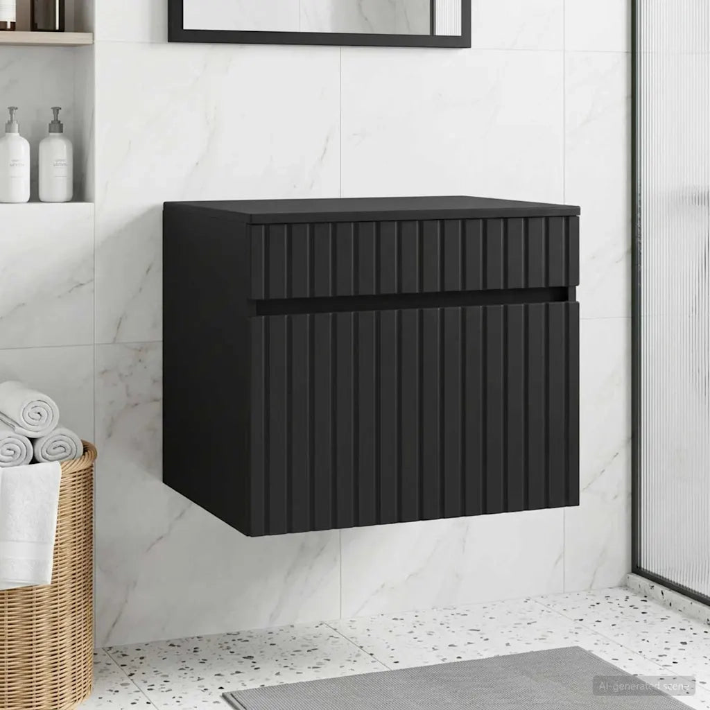 Mobiletto da Bagno a Muro Nero 59 x 44,5 x 50 cm 890633