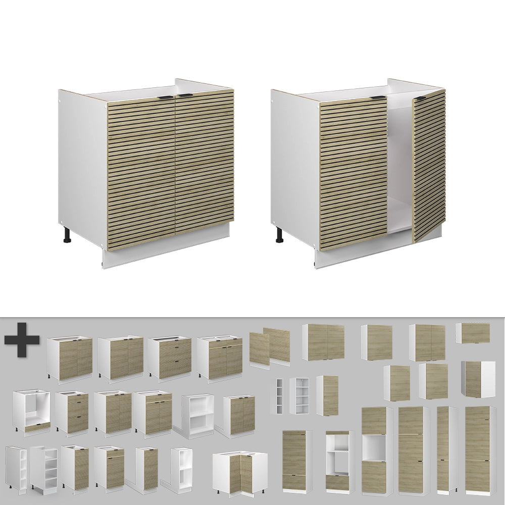 Mobile lavello cucina Fame-Line Pannello in quercia/Bianco 80 cm senza piano di lavoro Vicco