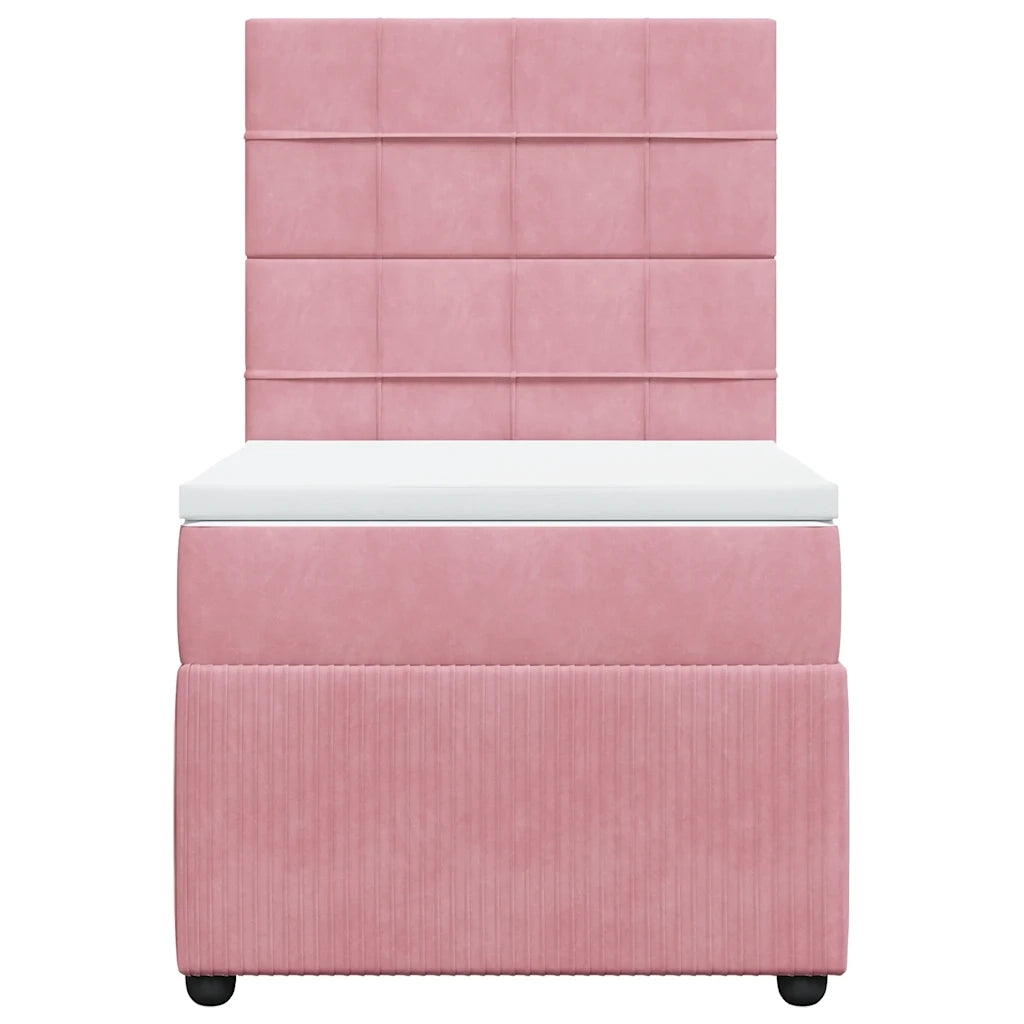Giroletto a Molle con Materasso Rosa 80x200 cm in Velluto