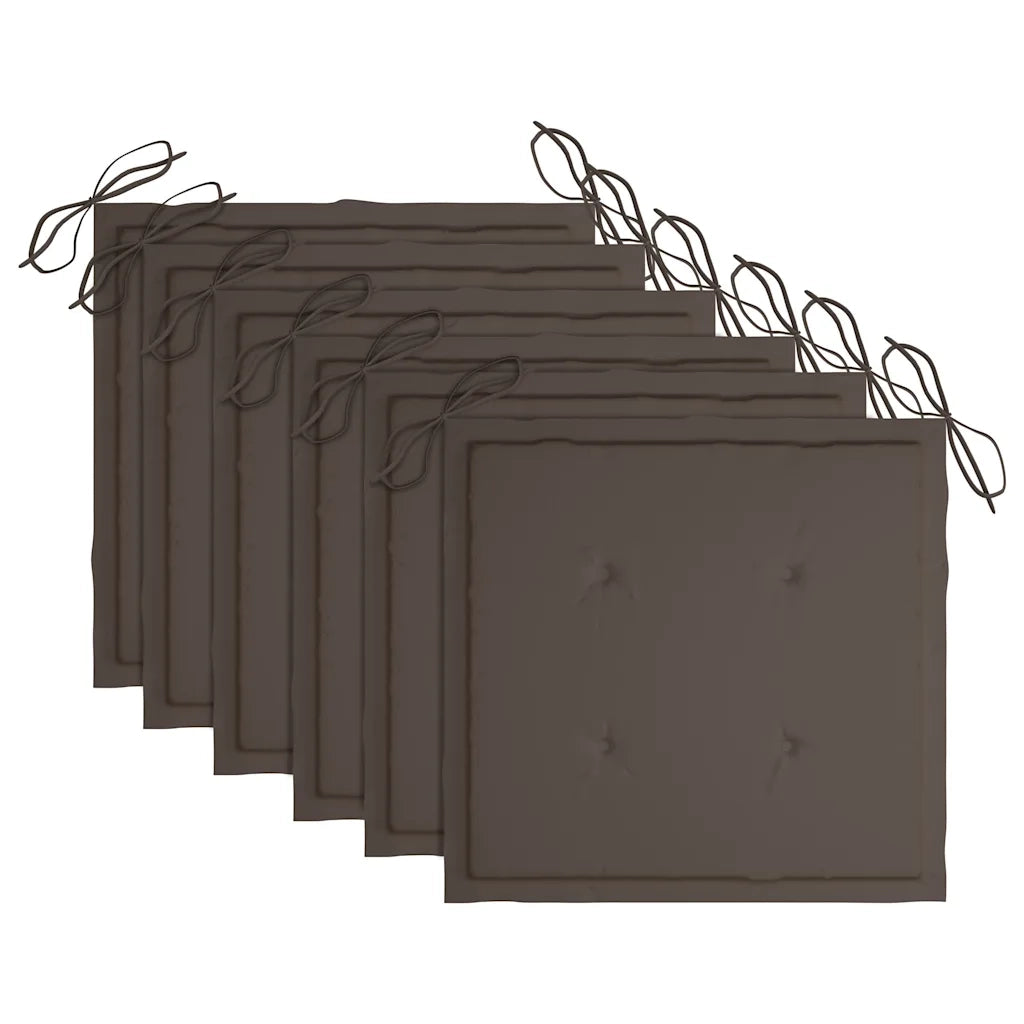 Sedie da Giardino con Cuscini Tortora 6 pz Legno Massello Teak 3062549